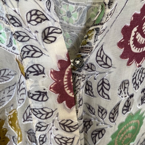 Anthropologie Floreat Japonica Blouse Silk Blend Floral Paisley Sheer Wrap L - Picture 4 of 7